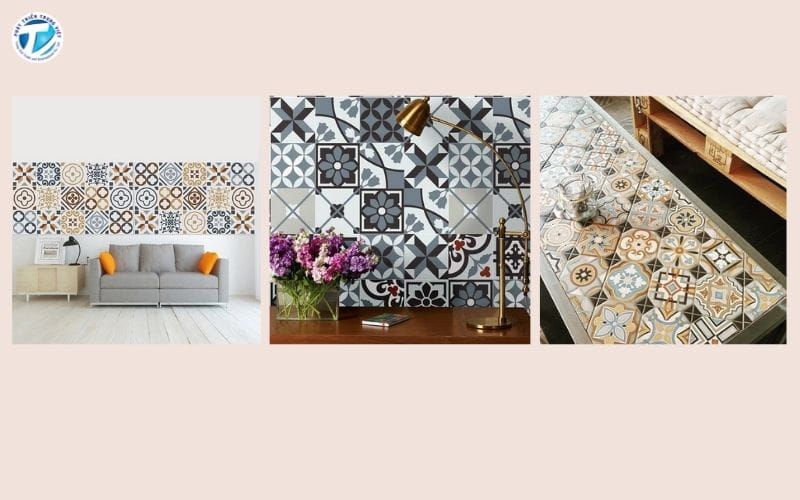 Mẫu decal gạch bông cổ điển - Vintage